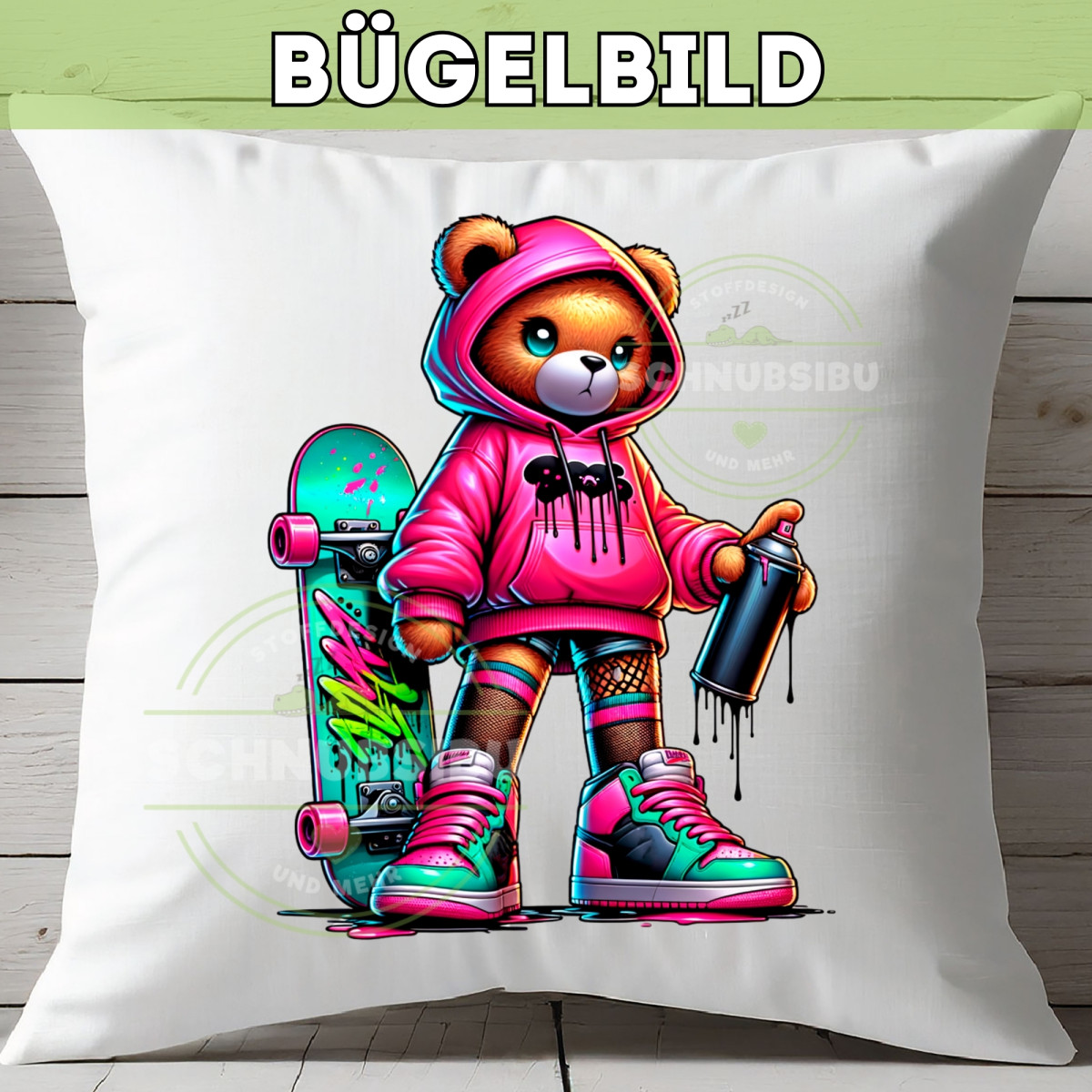 Bügelbild Graffiti Bär